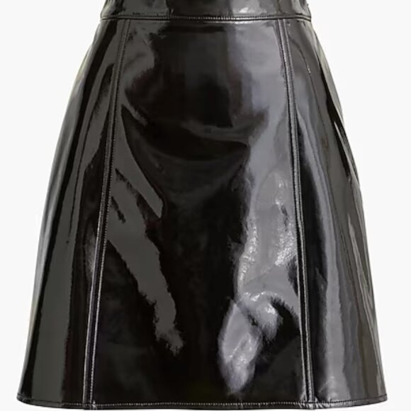 J. Crew Black Glossy Mini Skirt - Picture 1 of 9